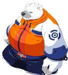  2022 anthro belly big_belly biped black_nose cute_fangs gokrakstyle hi_res humanoid_hands kemono male mammal obese obese_male overweight overweight_male polar_bear simple_background solo ursid ursine white_background white_body 