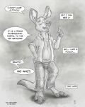  anthro barefoot claws clothed clothing eyes_closed feet flinters fur hi_res kangaroo macropod male mammal marsupial open_clothing open_mouth open_shirt open_topwear pouch_(anatomy) shirt solo toe_claws topwear whiskers 