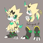  anthro bandai_namco blush chicostyx claws clothing digimon footwear green_eyes hi_res male pulsemon shoes solo yellow_body 