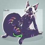  absurd_res andromorph anthro breasts cunnilingus domestic_cat felid feline felis female genitals hi_res intersex licking mammal masturbation oral pussy sex solo tail_mouth tongue tongue_out unusual_anatomy unusual_tail vaginal zelendur 