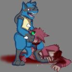  anthro axelshane blowjob_face duo gore gremlin_(spiral_knights) headless lucario male male/male masturbation nintendo pok&eacute;mon pok&eacute;mon_(species) rascal_(axelshane) snuff spiral_knights video_games 