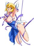  1girl alpa bdsm blonde_hair bondage bound censored gundam gundam_seed gundam_seed_destiny highres lux open_mouth ribbon short_hair stellar_loussier suspension 