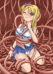  1girl asphyxiation bdsm blonde_hair bondage boots bound breast_rub brown_eyes choking fairy_tail humiliation lucy_heartfilia monster panties rape skirt skirt_lift tears tentacle tentacle_pit underwear white_panties you_gonna_get_raped 