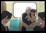  black_hair blindfold breast_grab breasts claws clothed_on_nude fingering forehead_mark higurashi_kagome inuyasha long_hair necklace nipples no_panties onlookers pointed_ears public pussy_juice sesshoumaru sex skirt_lift train train_interior uncensored white_hair window yellow_eyes zyeph 