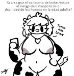 big_breasts bovid bovine breasts cattle female humanoid jack26_18 mammal smile smiling_at_viewer solo spanish_text tail_tuft text tuft 