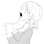  1boy 1girl asphyxiation constricted_pupils crying dress drill_hair eyebrows_visible_through_hair greyscale hand_on_another&#039;s_neck idolmaster idolmaster_cinderella_girls medium_hair monochrome morikubo_nono open_mouth out_of_frame producer_(idolmaster) profile ringlets ryona saliva simple_background sketch solo_focus strangling streaming_tears sweat tears tongue uccow upper_body veins 