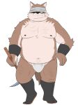  2022 anthro asian_clothing belly big_belly black_nose brown_body canid canine canis clothing domestic_dog east_asian_clothing fundoshi hi_res inunodaidokoro japanese_clothing kemono male mammal moobs nipples overweight overweight_male scar simple_background solo underwear white_background white_clothing white_fundoshi white_underwear 