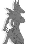  absurd_res altelier_t anthro breasts engine female hi_res machine mask monochrome robot robotic_arm robotic_leg solo synth thick_thighs 