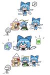  &gt;_&lt; 3girls absurdres antennae aqua_hair barefoot blonde_hair blue_bow blue_dress blue_hair blush_stickers bomb_item_(touhou) bow butterfly_wings capelet chaleu cirno closed_eyes closed_mouth collared_shirt detached_wings dress electric_fan eternity_larva eyebrows_visible_through_hair fairy fairy_wings food green_dress hair_bow hat highres holding holding_food holding_leaf ice ice_cube ice_wings korean_commentary leaf leaf_on_head lily_white long_hair long_sleeves multicolored_clothes multicolored_dress multiple_girls open_mouth popsicle puffy_short_sleeves puffy_sleeves shirt short_hair short_sleeves simple_background sketch smile touhou white_background white_capelet white_headwear white_shirt wings 