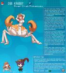  animal_humanoid arthropod arthropod_humanoid crab_humanoid crustacean crustacean_humanoid duo female hair hi_res horn human humanoid kinkymation krabby male mammal marine marine_humanoid nintendo orange_hair pincers pok&eacute;mon pok&eacute;mon_(species) pok&eacute;morph purple_hair species_description species_name species_sheet text_box video_games yellow_eyes 