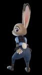  3_toes 3d_(artwork) 4_fingers absurd_res anthro blender_(software) butt clothed clothing costume digital_media_(artwork) disney feet female fingers fully_clothed fur grey_body hand_on_butt hi_res huge_filesize judy_hopps lagomorph leporid looking_at_viewer looking_back mammal multicolored_body multicolored_fur police police_uniform purple_eyes rabbit rear_view simple_background solo solo_focus splatypi tail_tuft toes tuft two_tone_body two_tone_fur uniform zootopia 