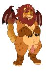  anthro battycat claws felid genitals hair hi_res iranian_mythology male mammal mane mane_hair manticore middle_eastern_mythology mythology nude penis pubes scorpian_tail small_wings solo wings 