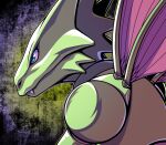  2022 ambiguous_gender arthropod blue_eyes bust_portrait conditional_dnp digital_drawing_(artwork) digital_media_(artwork) fangs green_body insect insect_wings looking_away nintendo pink_wings pok&eacute;mon pok&eacute;mon_(species) portrait ratte scyther side_view solo video_games wings 