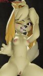  animal_crossing anthro blender_(software) canid canine canis domestic_dog female genitals hi_res highwizard isabelle_(animal_crossing) looking_at_viewer mammal nintendo nude one_eye_closed presenting presenting_pussy pussy quickix solo tongue tongue_out video_games wink 