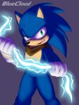  anthro blue_body blue_fur bluecloud clothing eulipotyphlan fangs fur gloves green_eyes handwear hedgehog hi_res looking_at_viewer male mammal scarf sega smile solo sonic_boom sonic_the_hedgehog sonic_the_hedgehog_(series) thick_thighs 