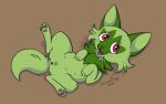  anus female feral fur genitals green_body green_fur hi_res insaneproxy_(artist) nintendo nipples open_mouth pok&eacute;mon pok&eacute;mon_(species) pussy simple_background solo sprigatito video_games 