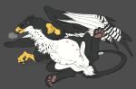  2021 avian belly birth black_body black_fur breath claws dirtyhorror ears_back eyes_closed feathered_wings feathers female feral fur fur_tuft genitals gryphon hi_res labor lying multi_nipple mythological_avian mythology neck_tuft nipples on_side panting pawpads pink_pawpads pivoted_ears pregnant pregnant_female presenting presenting_pussy pussy solo spread_legs spread_wings spreading striped_wings stripes talons teats toe_curl tuft water_break white_belly white_body white_fur white_wings wings 