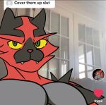  3loy anthro cover_them_up_slut felid incineroar male mammal muscular muscular_anthro muscular_male nintendo pantherine pecs pok&eacute;mon pok&eacute;mon_(species) selfie solo tiger video_games 