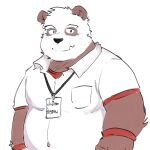  2022 anthro belly big_belly black_nose clothing cute_fangs giant_panda hi_res kemono male mammal overweight overweight_male shirt simple_background solo topwear ursid white_background whitebeast20 