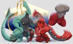  anal anal_penetration anthro anthro_on_anthro anthro_penetrated anthro_penetrating anthro_penetrating_anthro anthrofied balls black_balls black_penis crouching daikuhiroshiama erection fellatio genitals green_body groudon group hi_res hybrid legendary_pok&eacute;mon lucario male male/male male_penetrated male_penetrating male_penetrating_male mega_evolution mega_rayquaza muscular muscular_anthro muscular_male nintendo nipples nude oral oral_penetration pecs penetration penile penis pok&eacute;mon pok&eacute;mon_(species) pok&eacute;morph red_body sex size_difference smaller_penetrated video_games yellow_nipples 