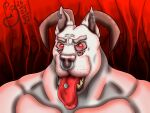  animal_humanoid anthro canid canine canis digital_media_(artwork) domestic_dog feral fur hi_res humanoid icon male male/male mammal muscular muscular_male open_mouth poochybig simple_background smile solo text tongue tongue_out 
