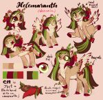  absurd_res color_swatch cutie_mark equid equine excited female feral folded_wings hasbro helemaranth helemaranth_(character) hi_res horn leaf leaf_hair mammal model_sheet my_little_pony open_mouth pegasus plant plant_hair pseudo_hair solo spread_wings standing tongue tongue_out wings 