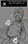  abdominal_bulge african_wild_dog blep blush boof_(character) canid canine chair deltarune eyes_closed female female/female female_pred fox furniture god_fucking_dammit_kris_where_the_fuck_are_we? halvid9508 hybrid kris_(deltarune) line_art looking_pleasured mammal meme sitting smile soft_vore speech_bubble susie_(deltarune) text tongue tongue_out undertale_(series) video_games vore 