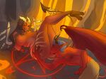  anthro bone_wings demon dragon duo female hi_res imp male male/female oral pentagram redapple223_(artist) sarenrae 