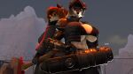  3d_(artwork) absurd_res anthro axe big_breasts breasts canid canine canis clothing digital_media_(artwork) duo female feral fox fur hair hi_res huge_breasts looking_at_viewer mammal melee_weapon nix_hellhound petruz_(copyright) robotic_arm simple_background source_filmmaker video_games weapon 