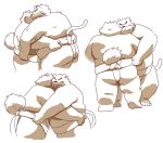 2022 anthro asian_clothing belly big_belly butt clothing domestic_cat duo east_asian_clothing felid feline felis hi_res hon55728 humanoid_hands japanese_clothing kemono male mammal mawashi multiple_poses overweight overweight_male pose simple_background sumo ursid white_background 