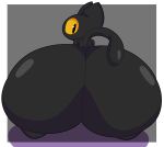  absurd_res anthro big_butt black_body black_eyes butt cyandrive98 domestic_cat felid feline felis female google google_doodle hi_res huge_butt hyper hyper_butt kneeling looking_at_viewer looking_back magic_cat_academy mammal momo_(google) nude solo yellow_sclera 