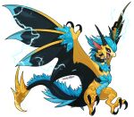  alpha_channel black_body black_scales blitzdrachin blue_body blue_feathers blue_hair blue_scales claws conditional_dnp dragon electric fangs feathers feral hair horn purple_eyes scales wings wyvern yellow_body yellow_scales 
