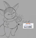  anonymous_artist anthro belly eeveelution eyes_closed gatorade gesture grabbing_belly intersex monochrome nintendo pok&eacute;mon pok&eacute;mon_(species) simple_background sketch slightly_chubby solo solo_focus text thumbs_up vaporeon video_games 