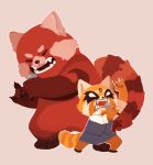  2022 5_fingers aggressive_retsuko ailurid anthro clothed clothing crossover disney duo eyes_closed female fingers fur hi_res holding_object mammal mei_lee_(turning_red) microphone open_mouth pixar red_panda retsuko sangcoon sanrio screaming sharp_teeth simple_background singing teeth turning_red 