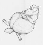 after_vore ambiguous_gender belly big_belly canid canine canis feral feral_pred hi_res looking_at_viewer lying mammal on_back solo thatgryphonguy traditional_media_(artwork) vore wolf wolf_pred 