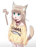  2022 40hara animal_humanoid cat_humanoid child clothed clothing collar felid felid_humanoid feline feline_humanoid female green_eyes hair hi_res humanoid kinako_(40hara) mammal mammal_humanoid open_mouth shirt simple_background solo tan_hair topwear white_background young 