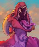  2022 absurd_res anthro dragon female gaping_mouth hi_res horn kristall004 looking_at_viewer mouth_shot neck_bulge open_mouth outside sharp_teeth signature solo swallowing teeth tongue tongue_out 