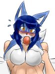  anthro blue_body blue_fur blue_hair blush bodily_fluids breast_play breasts canid canine dipstick_tail duo embarrassed female fox fur genitals gloves_(marking) hair hand_on_arm hi_res human lyndis_lhars male male/female mammal markings multicolored_body multicolored_fur open_mouth penis sex sweat sweatdrop tail_markings tan_body tan_skin tetsushi titfuck two_tone_body two_tone_fur white_body white_fur worried yellow_eyes 
