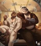  anthro athletic athletic_anthro athletic_male banknote biped black_eyebrows brown_body brown_fur brown_tail bulge canid canine canis chubby_anthro chubby_male clothed clothing colored crossed_arms detailed_background dreamworks duo eyebrows fish footwear fur grey_body grey_scales hand_in_pocket holding_money holding_object inside jacket male mammal marine money money_bag mr._shark_(the_bad_guys) mr._wolf_(the_bad_guys) multicolored_body multicolored_fur multicolored_scales nexus orange_sclera pecs pendant pockets scales shark shoes signature tan_body tan_fur the_bad_guys thick_eyebrows three_piece_suit toothy_grin topwear two_tone_body two_tone_fur two_tone_scales white_body white_scales white_suit wolf 