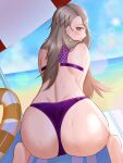  1girl ass beach bikini highres looking_at_viewer niijima_sae persona persona_5 persona_5_the_royal swimsuit wet wet_clothes wet_swimsuit yousuketwelve 