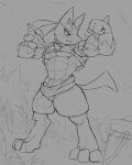  abs absurd_res anthro biceps bodily_fluids clothed clothing clothing_lift flexing hi_res line_art lucario male muscular muscular_male nintendo pecs pok&eacute;mon pok&eacute;mon_(species) shirt shirt_lift sketch solo sweat topwear veiny_muscles video_games waddledox water wet 