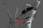  anthro canid canine cigarette_in_mouth clothed clothing color_swatch digital_media_(artwork) disney fox fur grey_background gun hat headgear headwear hi_res holding_gun holding_object holding_weapon juantriforce light lighting male mammal nick_wilde ranged_weapon red_fox simple_background smoke solo weapon zootopia 