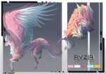  blue_eyes claws color_swatch dragon eyewear female feral fur furred_dragon glasses horn model_sheet pink_body pink_claws pink_fur solo werwoof white_body white_fur 