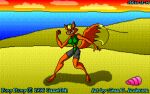  1996 anthro barefoot beach brutal_paws_of_fury canid canine feet female fighting_pose fox foxy_roxy fur looking_at_viewer low_res mammal orange_body orange_fur pose sea sean_e._andersen seaside solo video_games water 