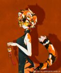  amber_eyes anthro arknights black_body black_nose breasts chromatic_aberration clothing eyewear felid female firecracker fur glasses hair hi_res holding_object hypergryph looking_at_viewer mammal multicolored_body multicolored_fur multicolored_hair orange_body orange_fur orange_hair pantherine portrait shadow short_hair solo studio_montagne three-quarter_portrait tiger video_games waaifu_(arknights) watermark white_body white_fur white_hair 