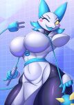 2022 4_fingers anthro big_breasts breasts clothing complextree deltarune digital_media_(artwork) eyebrows eyelashes felid feline female fingers floating_hands hi_res looking_at_viewer machine mammal one_eye_closed open_mouth robot solo tasque_manager undertale_(series) video_games wink 