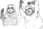  2022 anthro armpit_hair belly big_belly body_hair canid canine clothing eyewear glasses hi_res humanoid_hands kemono male mammal moobs nipples overweight overweight_male raccoon_dog sakusan_kc simple_background solo sweater sweater_vest tanuki topwear vest white_background 