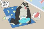  anthro badger balls belly big_belly biped black_body black_ears black_fur black_nose blepishepi bodily_fluids cheek_tuft chest_tuft cum cumshot diaper digital_media_(artwork) ejaculation erection erection_in_diaper facial_tuft fangs fur genital_fluids genitals glans grey_balls grey_body grey_fur grey_head_tuft grey_inner_ear grinding half-closed_eyes head_tuft humanoid_genitalia humanoid_penis infantilism kneeling looking_pleasured male mammal masturbation mustelid musteline narrowed_eyes open_mouth overweight overweight_anthro overweight_male penis pillow pillow_humping pink_glans pink_penis pink_tongue solo tongue tuft unseen_character wearing_diaper white_diaper 