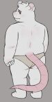  2022 anthro blush butt clothing hi_res holyluhen humanoid_hands male mammal murid murine overweight overweight_male rat rodent simple_background solo underwear white_body 