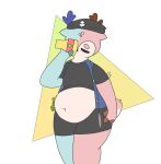  anthro antlers belly belly_expansion cervid clothed clothing cute_expression digital_media_(artwork) expansion fur hi_res horn male mammal phant0mhat solo super_animal_royale thick_thighs tight_clothing torn_clothing video_games 